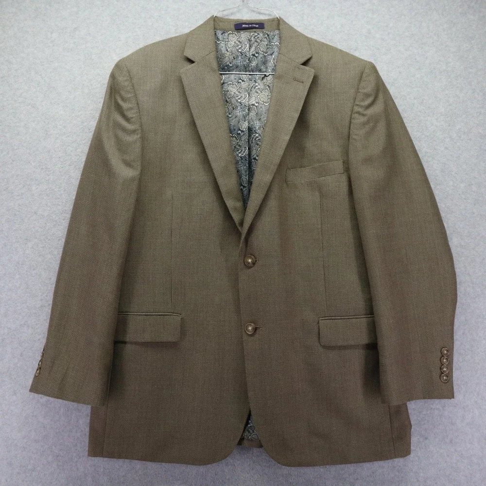 Alan Flusser Blazer Mens 44R 2-Button Suit Jacket Sport Coat Business Formal Tan